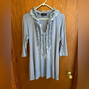 Karen Kane Blue Ruffle Shirt Medium